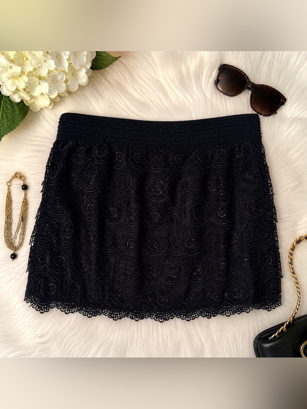Black Lace Mini Skirt - XL Women's Skirt